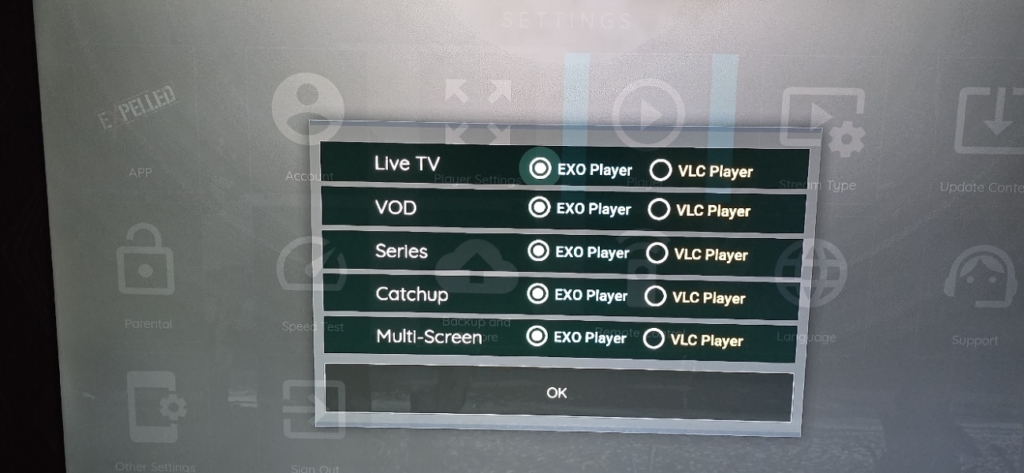 EXO player settings